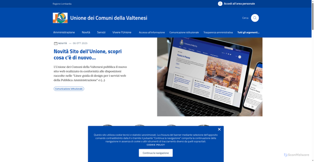 Security scan screenshot of https://unionecomunivaltenesi.it/