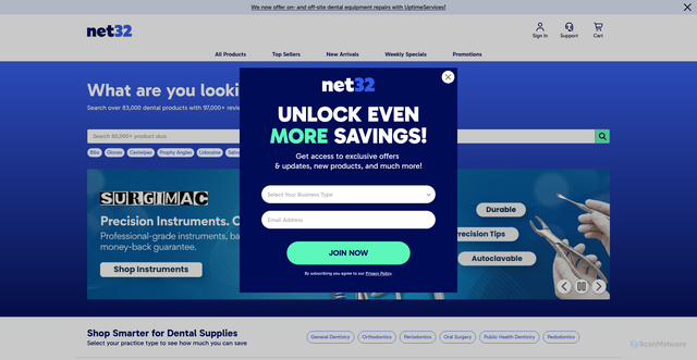 Security scan screenshot of https://www.net32.com