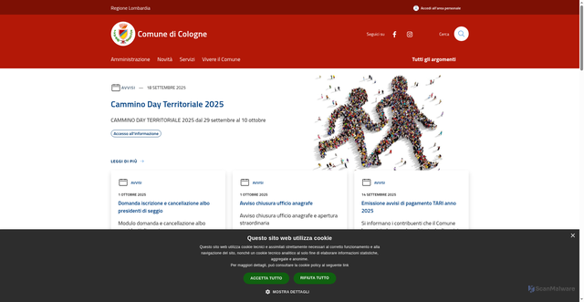 Security scan screenshot of https://www.comune.cologne.bs.it/it