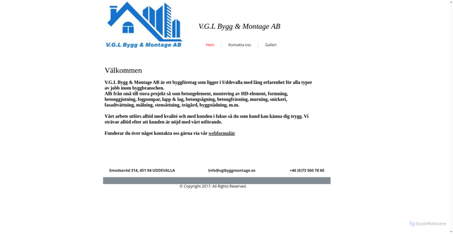 Security scan screenshot of https://vglbyggmontage.se
