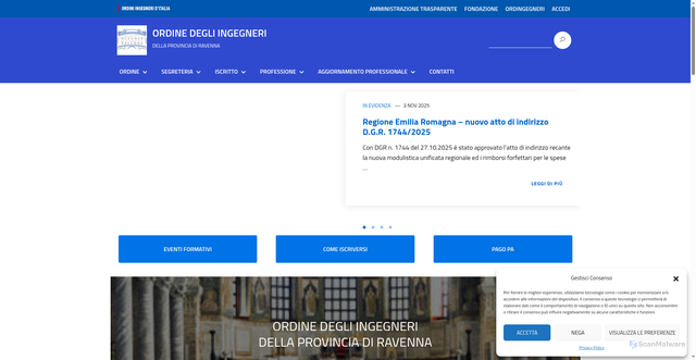 Security scan screenshot of https://www.ordineingegneri.ra.it/