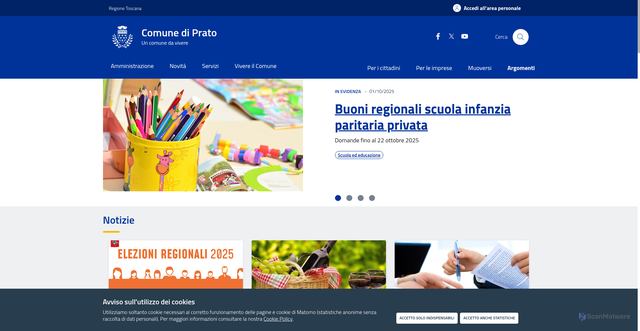 Security scan screenshot of https://www.comune.prato.it/