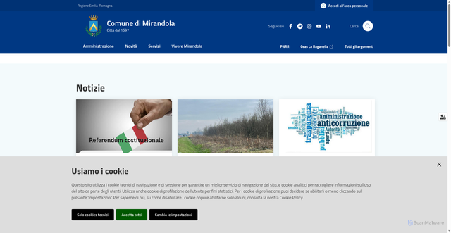 Security scan screenshot of https://www.comune.mirandola.mo.it/