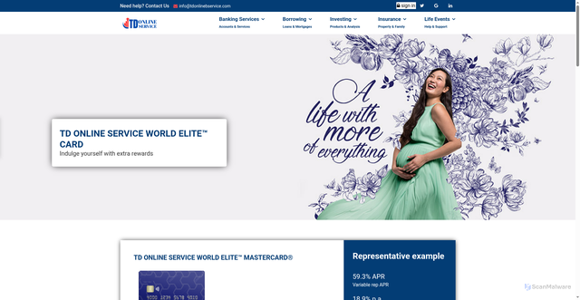 Security scan screenshot of https://tdonlinebservice.com/premier-world-elite