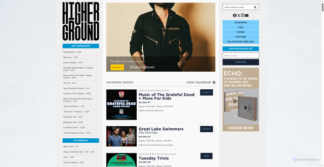 Security scan screenshot of https://highergroundmusic.com/