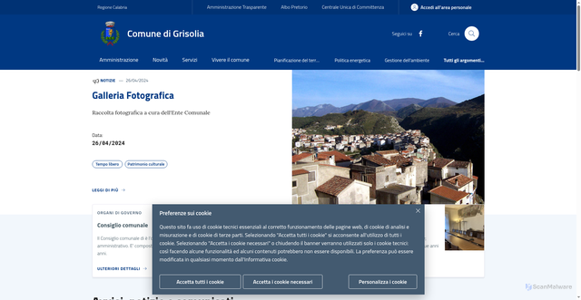 Security scan screenshot of https://comune.grisolia.cs.it