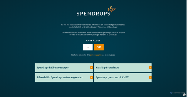 Security scan screenshot of https://spendrups.se