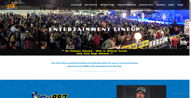 Security scan screenshot of https://pensacolafair.com/entertainment-lineup/