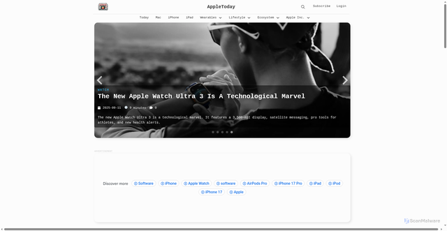 Security scan screenshot of https://www.appletoday.net/