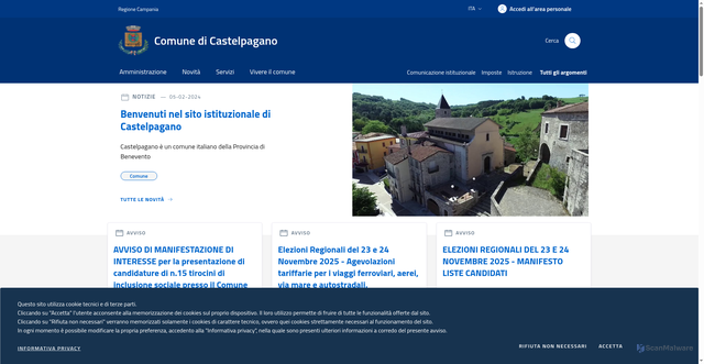 Security scan screenshot of https://www.comune.castelpagano.bn.it/