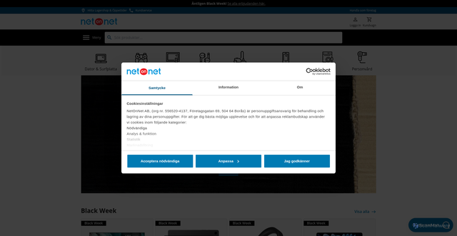 Security scan screenshot of https://beta.netonnet.se/