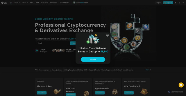Security scan screenshot of https://uzx.com/