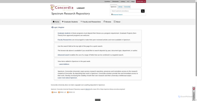Security scan screenshot of https://spectrum.library.concordia.ca
