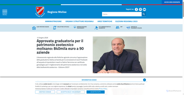 Security scan screenshot of https://www.regione.molise.it