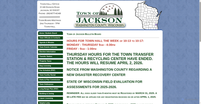 Security scan screenshot of https://townofjacksonwi.gov/