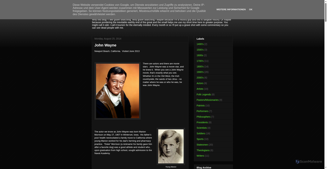 Security scan screenshot of http://iseedeadpeople-andy.blogspot.com/2014/08/john-wayne.html