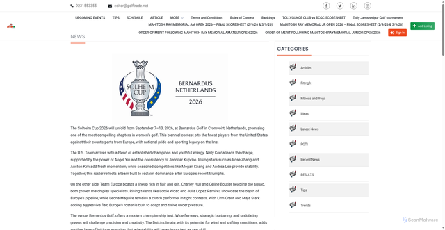Security scan screenshot of https://breathe.golf/a-peek-into-the-2026-solheim-cup-at-bernardus/
