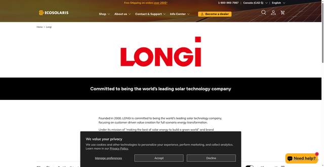 Security scan screenshot of https://ecosolaris.com/collections/longi?srsltid=AfmBOoob1lwocJu5Fssg_LlmW-UCZApZJTolE0TMnh7J8WAJ4kvBmAmq