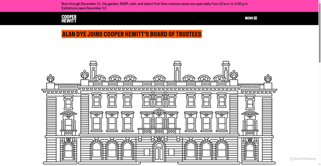 Security scan screenshot of https://www.cooperhewitt.org/2023/02/09/alan-dye-joins-cooper-hewitts-board-of-trustees/