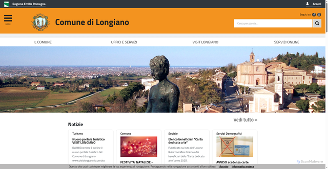 Security scan screenshot of https://www.comune.longiano.fc.it/servizi/notizie/notizie_homepage.aspx