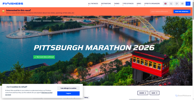 Security scan screenshot of https://www.finishers.com/en/event/pittsburgh-marathon