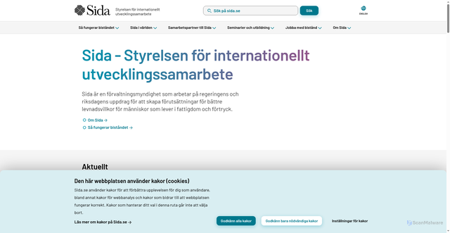 Security scan screenshot of https://www.sida.se/