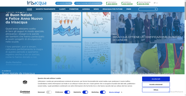 Security scan screenshot of https://www.irisacqua.it/