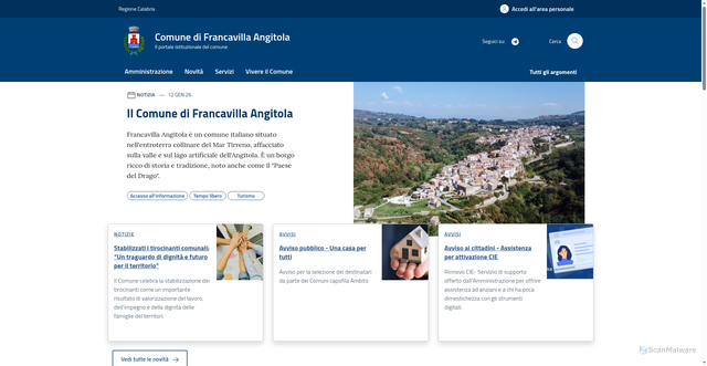 Security scan screenshot of https://www.comune.francavillaangitola.vv.it