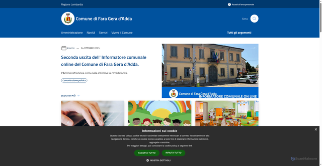 Security scan screenshot of https://www.comune.farageradadda.bg.it/it
