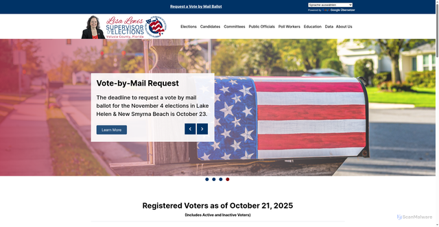 Security scan screenshot of https://www.volusiaelections.gov/