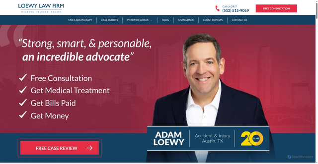 Security scan screenshot of https://personalinjurylawyersaustintx.com/