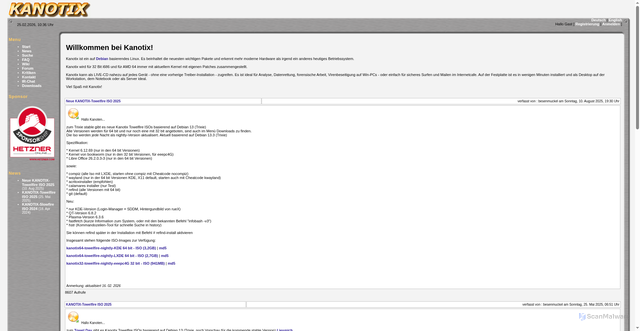 Security scan screenshot of https://www.kanotix.org