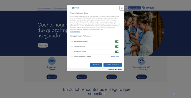 Security scan screenshot of https://zurich.es