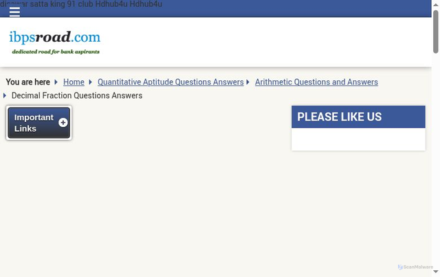 Security scan screenshot of http://ibpsroad.com/decimal-fraction-questions-answers-bank-exams-ibps/question/40/index.html