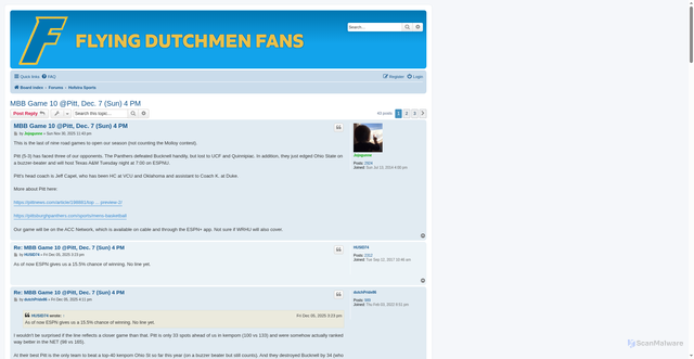 Security scan screenshot of https://www.flyingdutchmenfans.com/viewtopic.php?t=48633