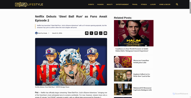Security scan screenshot of https://mwnlifestyle.com/2026/03/21/netflix-debuts-steel-ball-run-as-fans-await-episode-2/