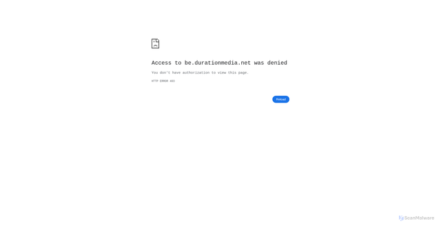 Security scan screenshot of https://be.durationmedia.net