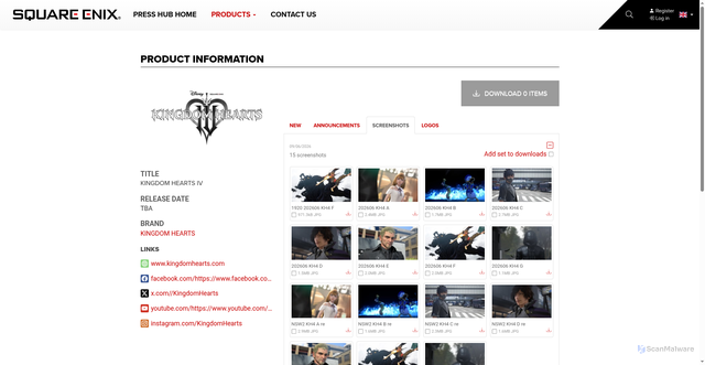 Security scan screenshot of https://press.it.square-enix.com/Items/Details/KINGDOM-HEARTS-IV?focusOnFileCollectionId=KINGDOM-HEARTS-IV-Screenshots