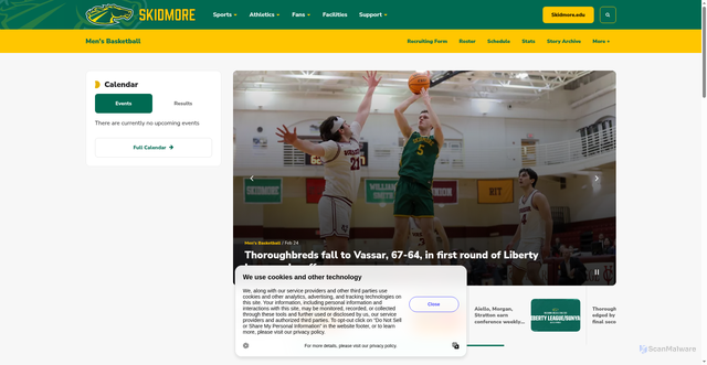 Security scan screenshot of https://skidmoreathletics.com/sports/mens-basketball