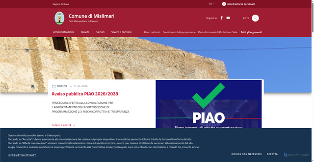 Security scan screenshot of https://www.comune.misilmeri.pa.it