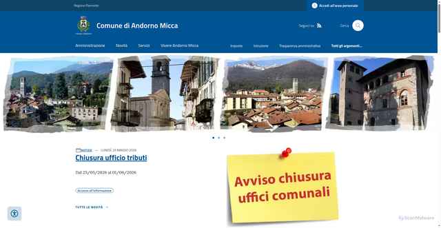 Security scan screenshot of https://www.comune.andornomicca.bi.it