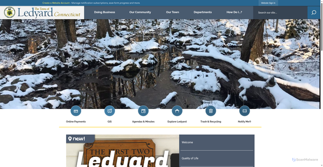 Security scan screenshot of https://www.ledyardct.org/