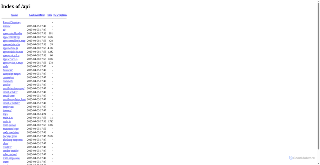 Security scan screenshot of http://munitron-api-client.rimgic.com/api/