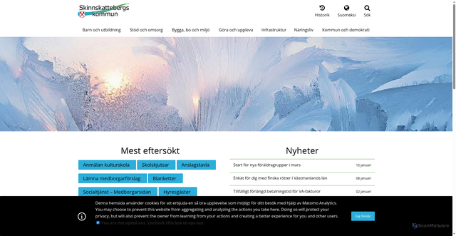 Security scan screenshot of https://www.skinnskatteberg.se/