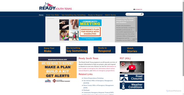 Security scan screenshot of https://www.readysouthtexas.gov/
