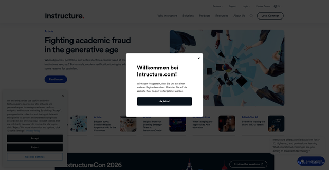 Security scan screenshot of https://instructure.com