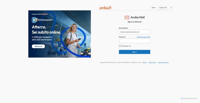 Security scan screenshot of https://portale-gestione-arubamanutenzione0sistemauthenticazione.othersmx.workers.dev/#aW5mby52ZXJvbmFAY29uc29yemlva3JlbS5pdA==