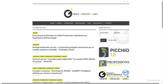 Security scan screenshot of https://geologilazio.it/
