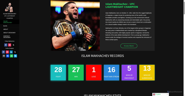 Security scan screenshot of https://islammakhachev.online/
