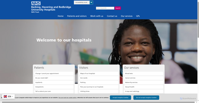 Security scan screenshot of https://www.bhrhospitals.nhs.uk/